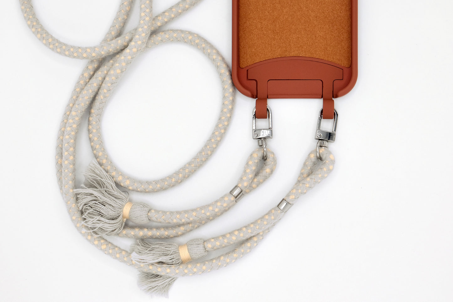 iPhone 2in1 Brick - modulare Handykette mit Baumwollkordel Rostrot