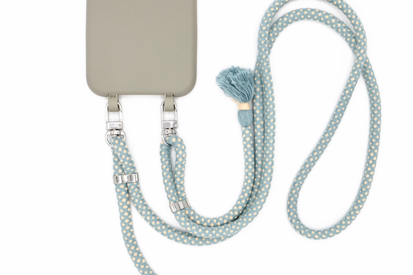 Samsung 2in1 Grau - modulare Handykette mit Baumwollkordel Pastellgrau