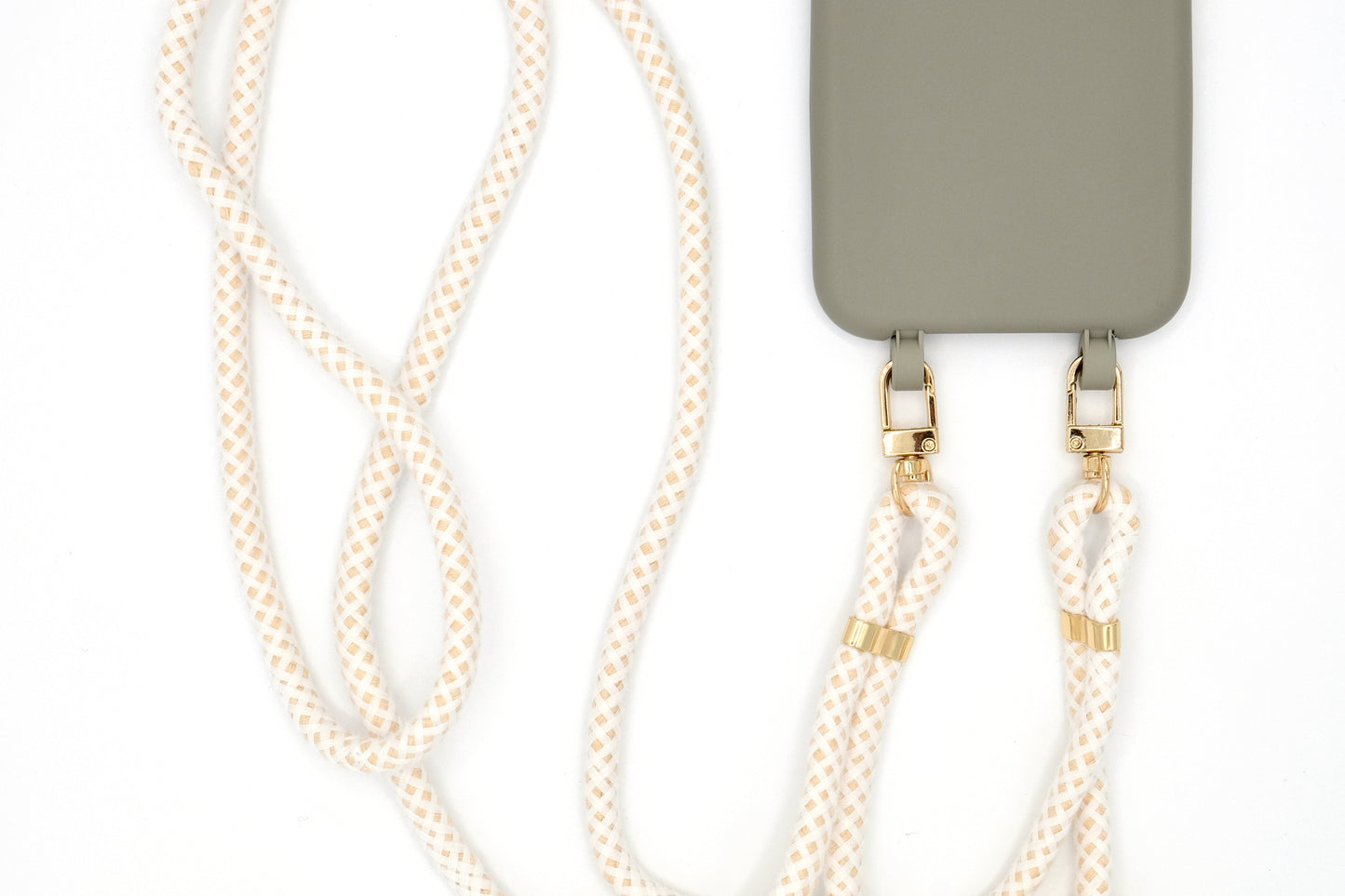 Samsung 2in1 Grau - modulare Handykette mit Baumwollkordel Creme