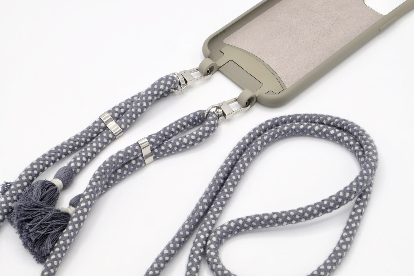 Samsung 2in1 Grau - modulare Handykette mit Baumwollkordel Pastellgrau