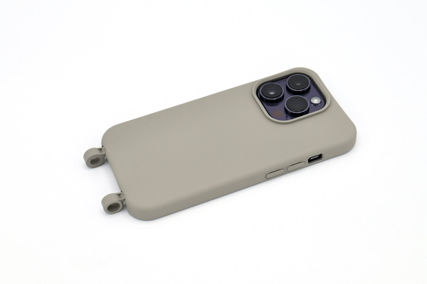 iPhone 2in1 Grau - modulare Handykette mit Baumwollkordel Pastellgrau
