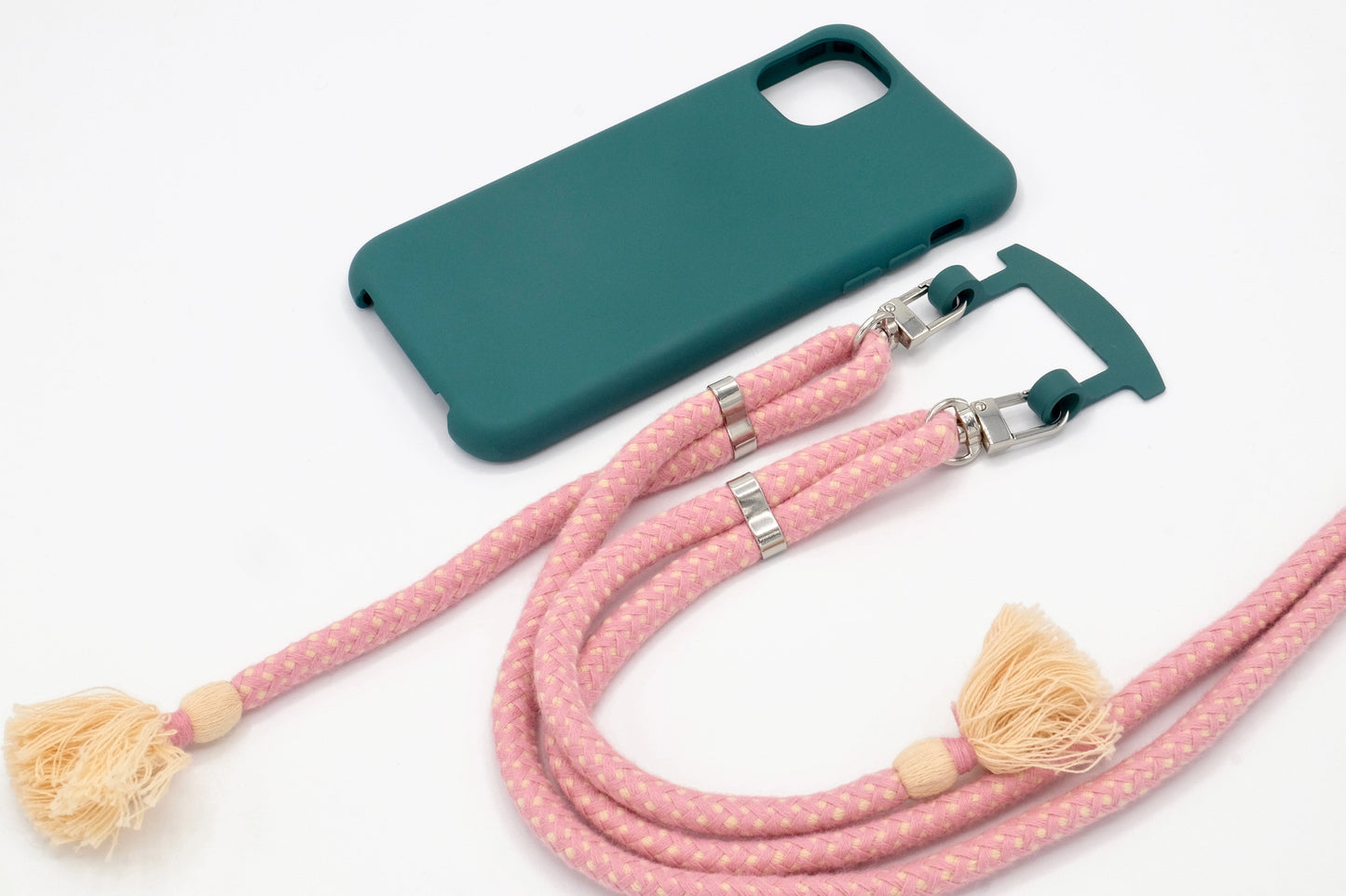Samsung 2in1 Petrol - modulare Handykette mit Baumwollkordel Blaugrau