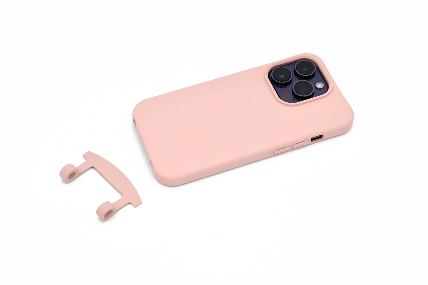 iPhone 2in1 Puderrosa - modulare Handykette mit Baumwollkordel Rosa