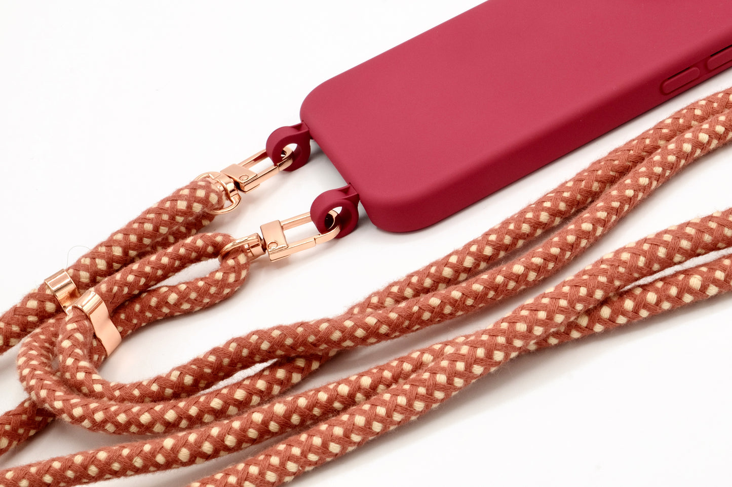 Samsung 2in1 Raspberry - modulare Handykette mit Baumwollkordel Mocca