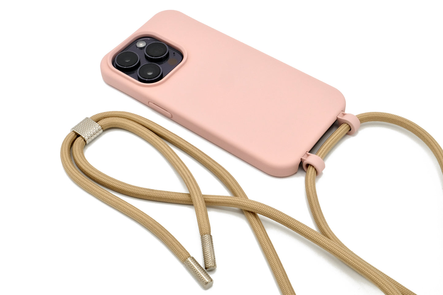iPhone 2in1 Puderrosa - modulare Handykette mit Seil