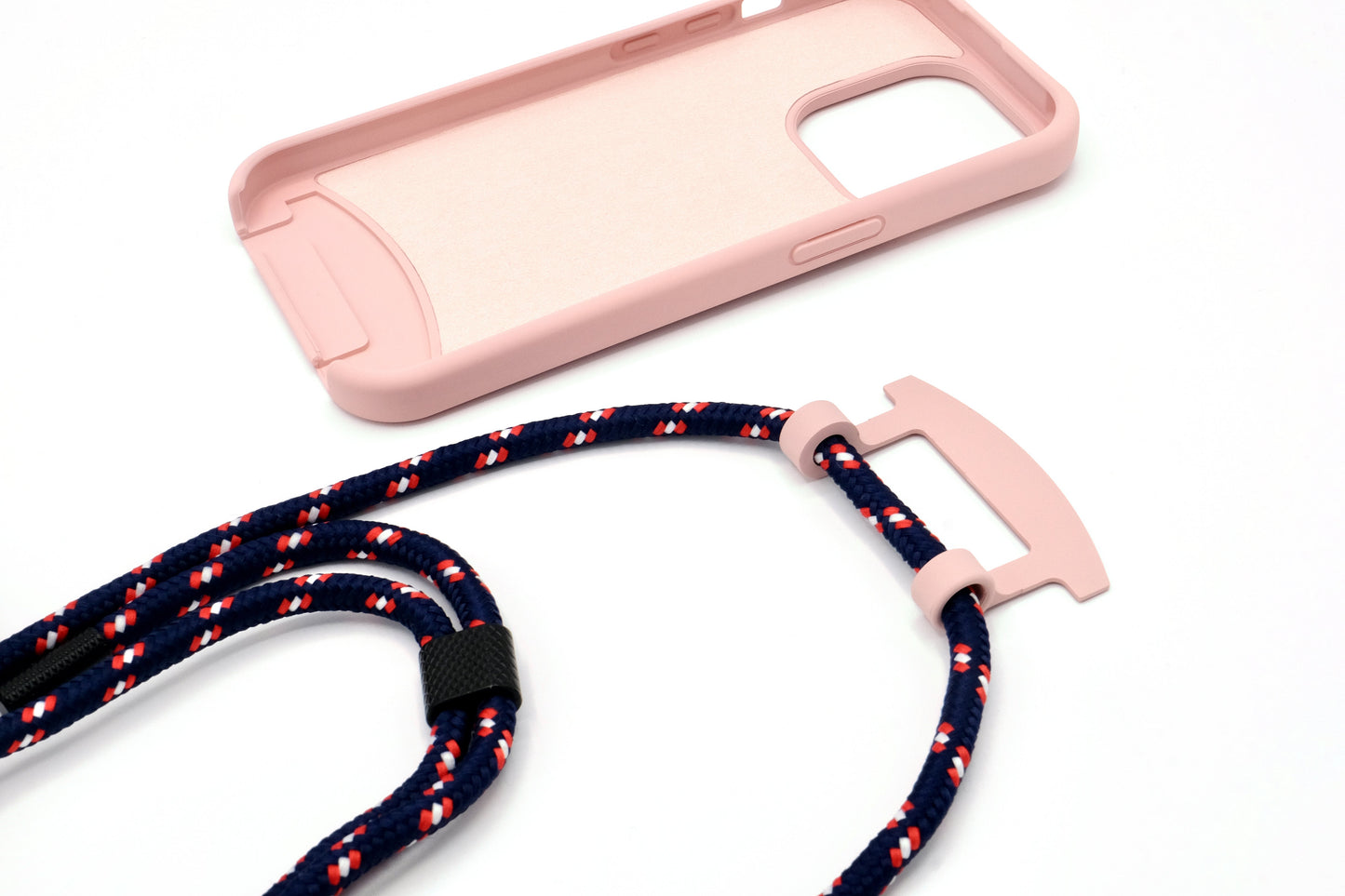 iPhone 2in1 Puderrosa - modulare Handykette mit Seil