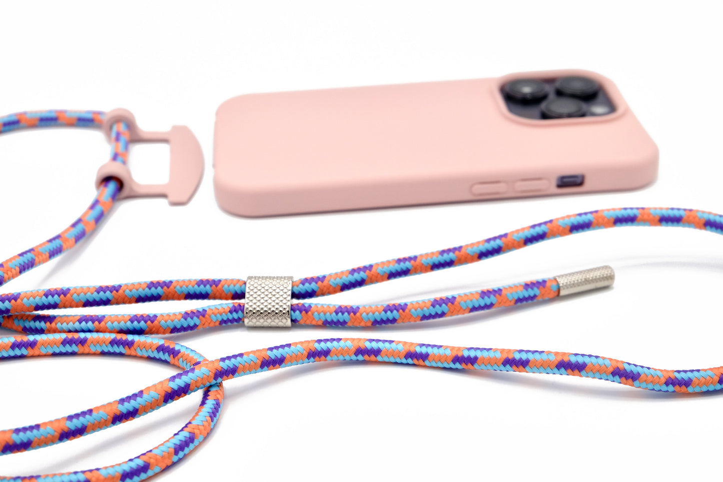 iPhone 2in1 Puderrosa - modulare Handykette mit Seil