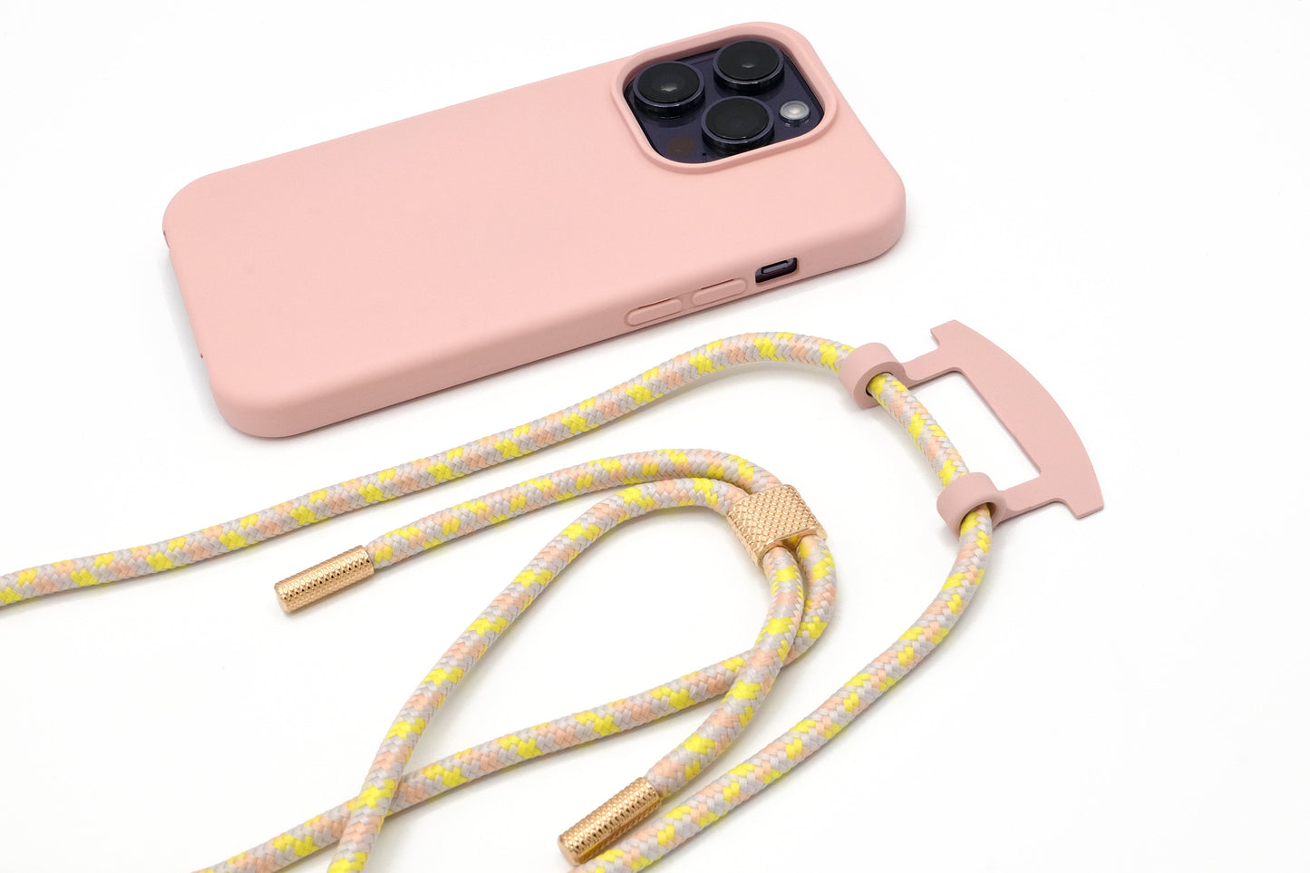 iPhone 2in1 Puderrosa - modulare Handykette mit Seil