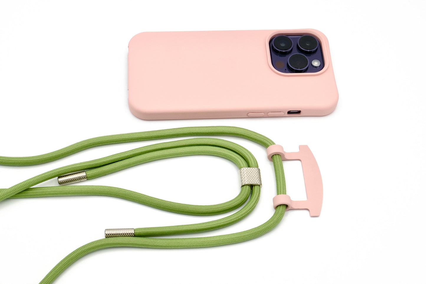 iPhone 2in1 Puderrosa - modulare Handykette mit Seil