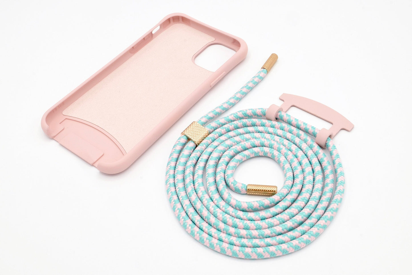 iPhone 2in1 Puderrosa - modulare Handykette mit Seil