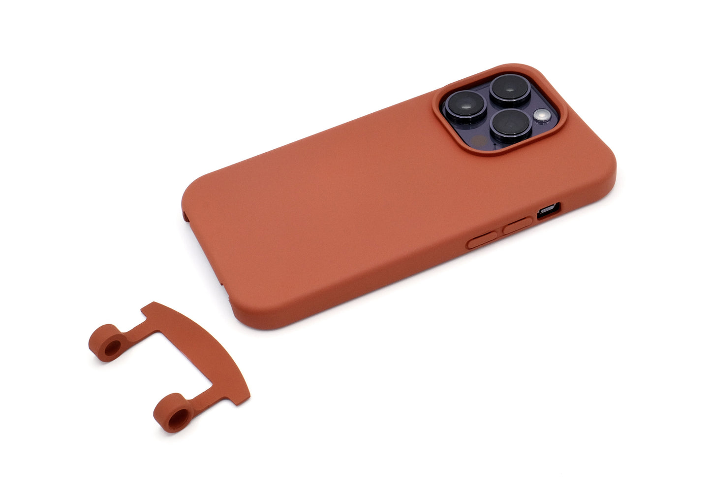 iPhone 2in1 Brick - modulare Handykette mit Baumwollkordel Rostrot
