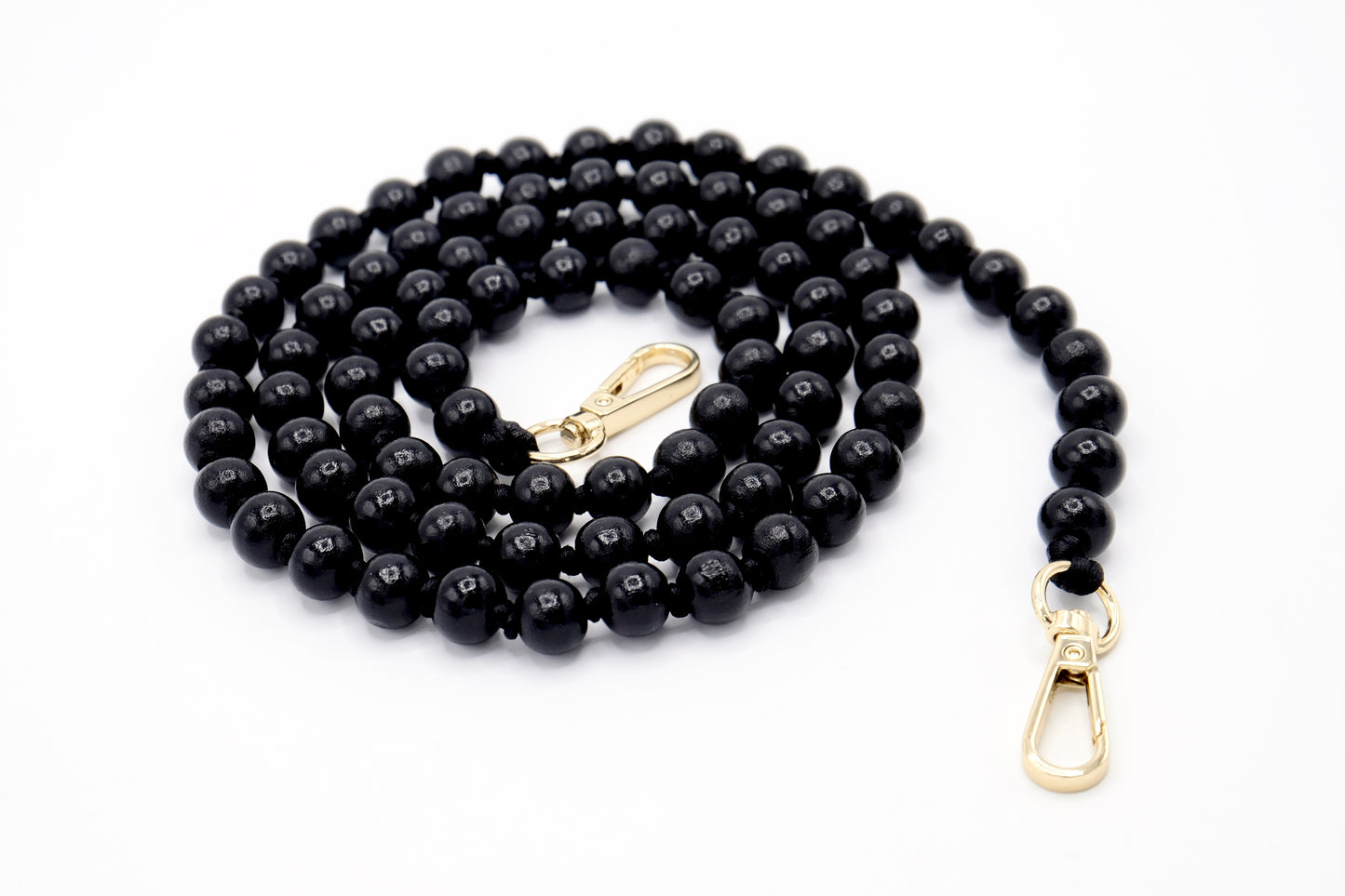 Handykette - Holzperlen mit Karabinern All Black