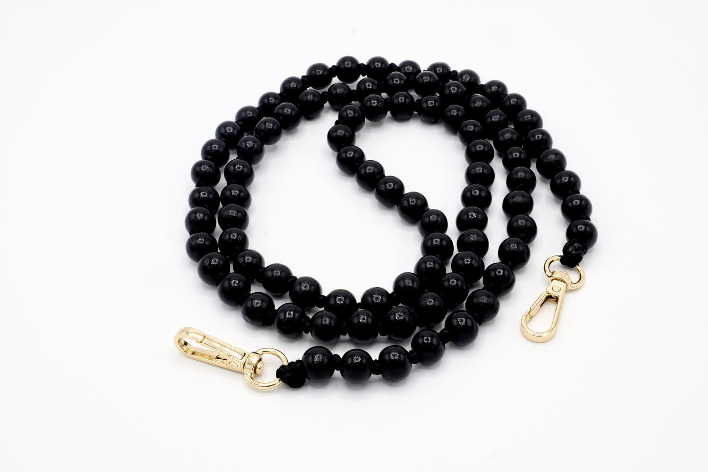 Handykette - Holzperlen mit Karabinern All Black