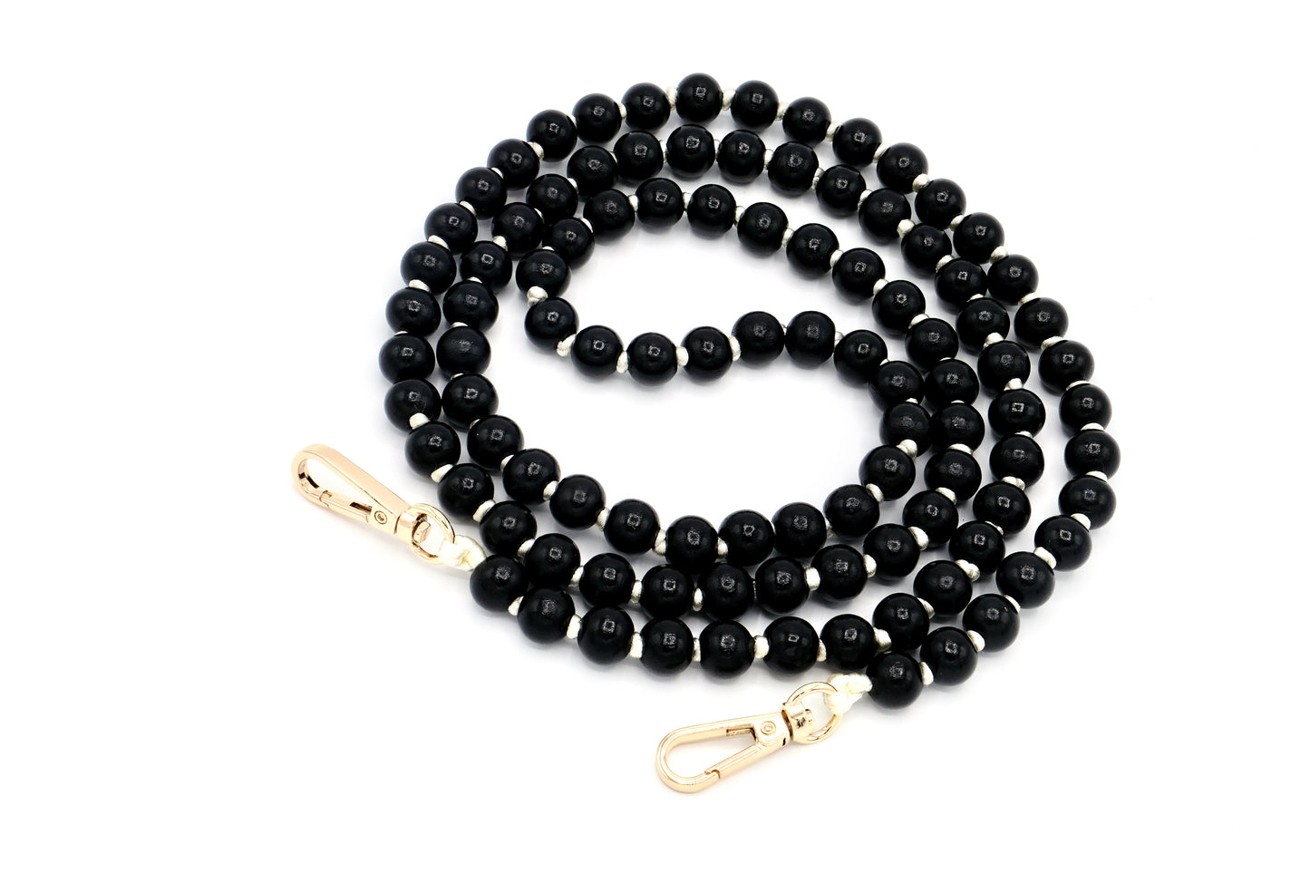 Handykette - Holzperlen mit Karabinern Black/Cream
