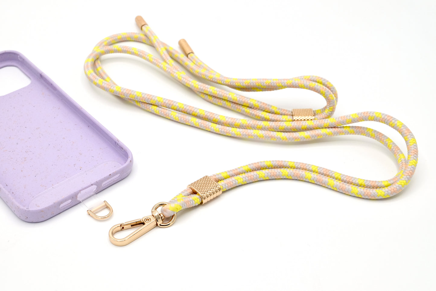 Universal Handykette Kordel mit Karabiner Beige