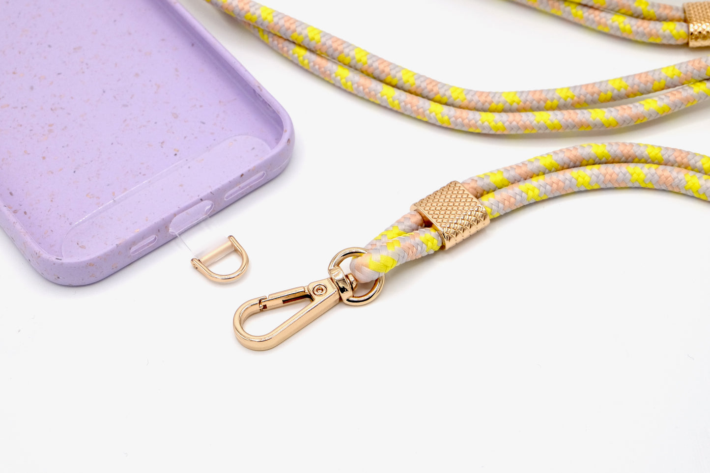 Universal Handykette Kordel mit Karabiner Gelb Mix