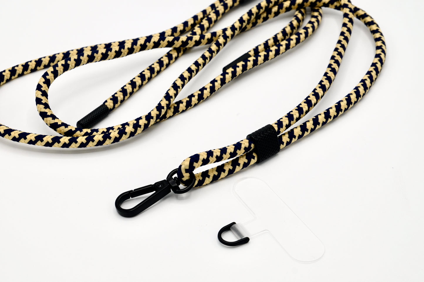 Universal Handykette Kordel mit Karabiner Beige/Blau