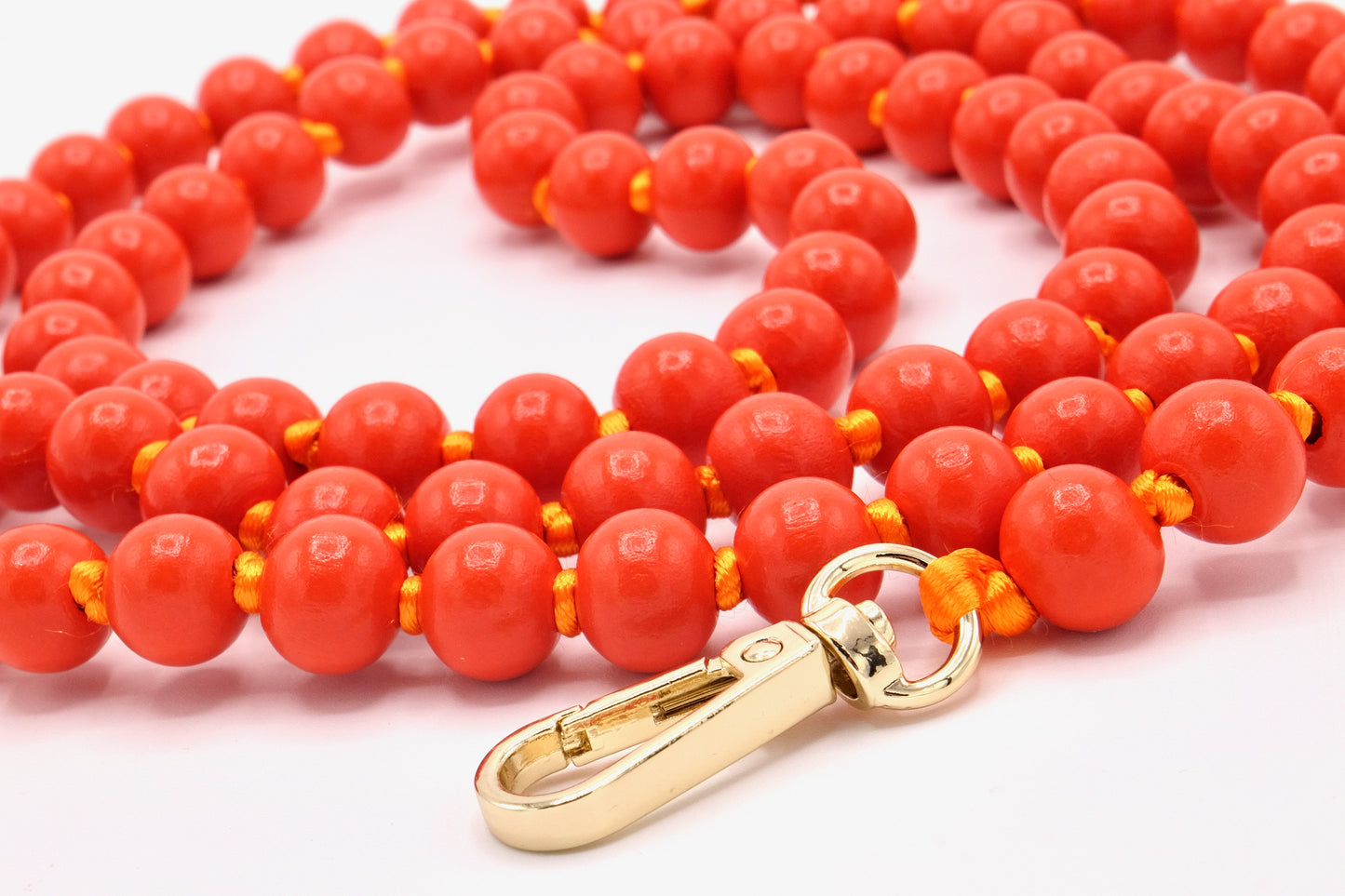 Handykette - Holzperlen mit Karabinern Orange/Orange