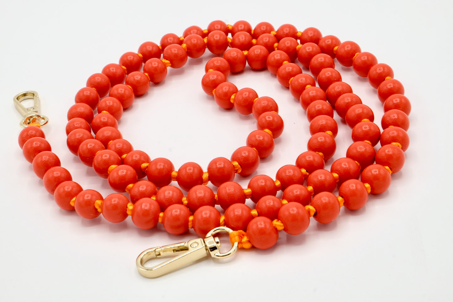 Handykette - Holzperlen mit Karabinern Orange/Orange