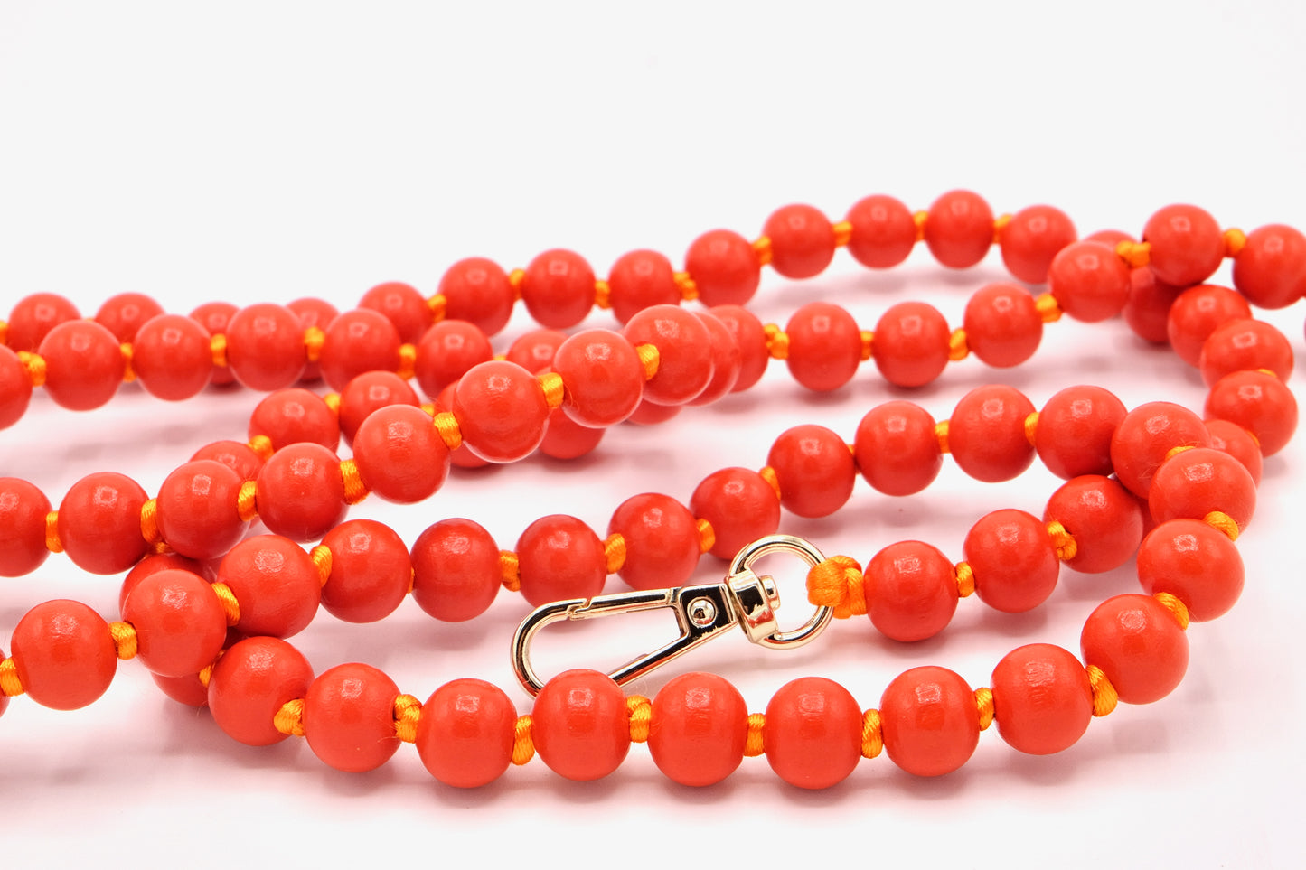 Handykette - Holzperlen mit Karabinern Orange/Orange