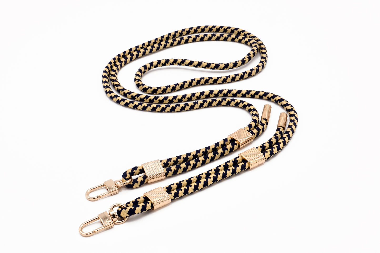 Handykette - Karabinerkordel Blau-Beige