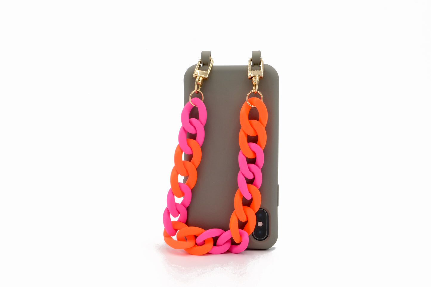 Kurze Handykette - "RUBBER EDITION" Neon Pink/Orange