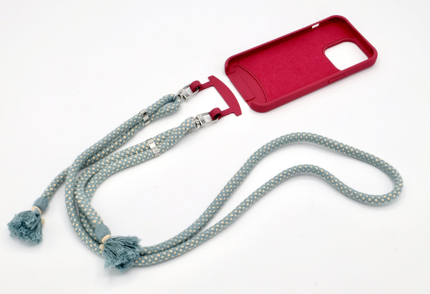 Samsung 2in1 Raspberry - modulare Handykette mit Baumwollkordel Mocca