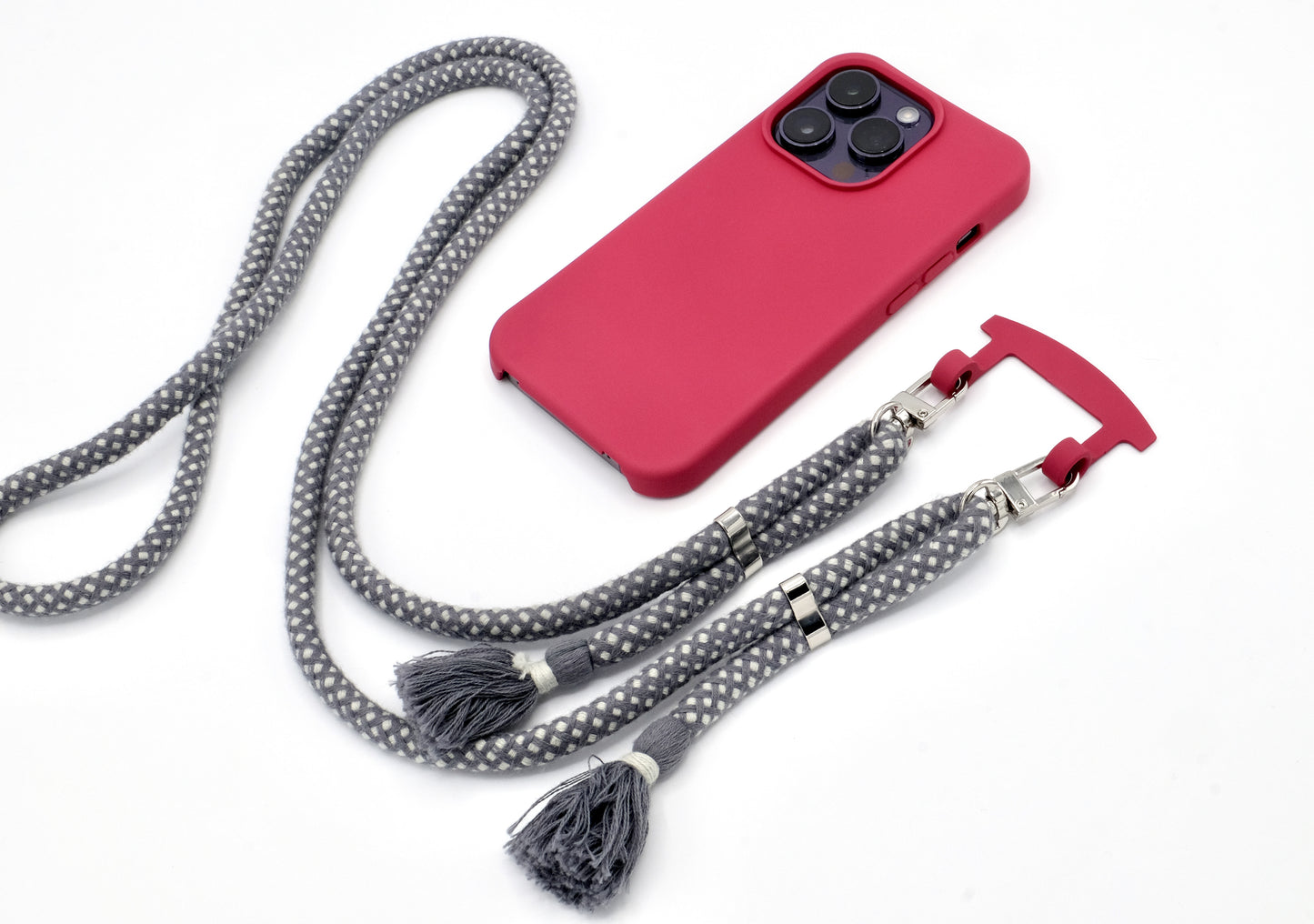 Samsung 2in1 Raspberry - modulare Handykette mit Baumwollkordel Mocca