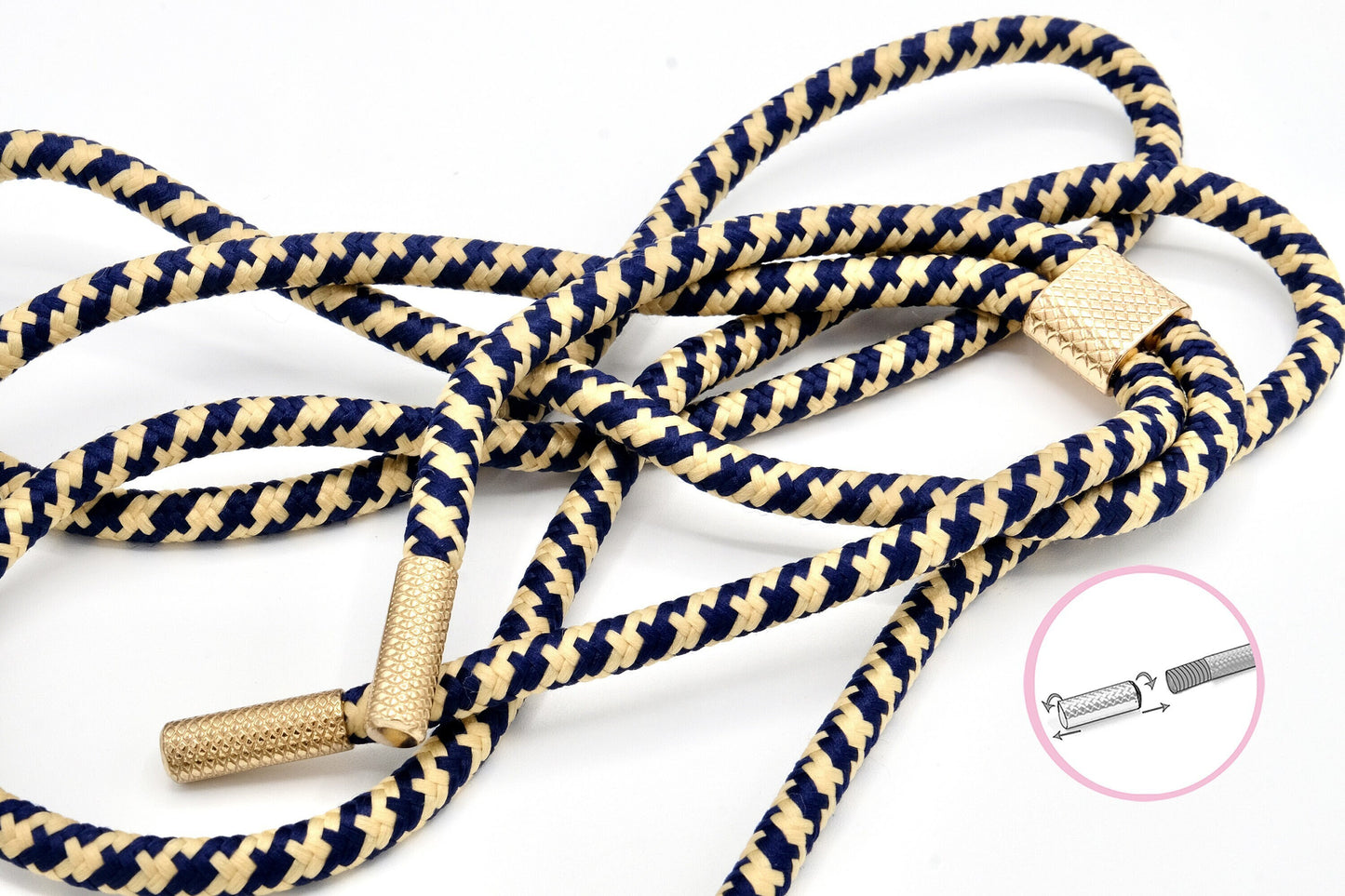 Handykette - Seil zum Schrauben Blau Beige