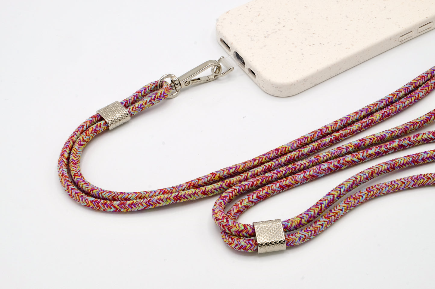 Universal Handykette Kordel mit Karabiner Bunt