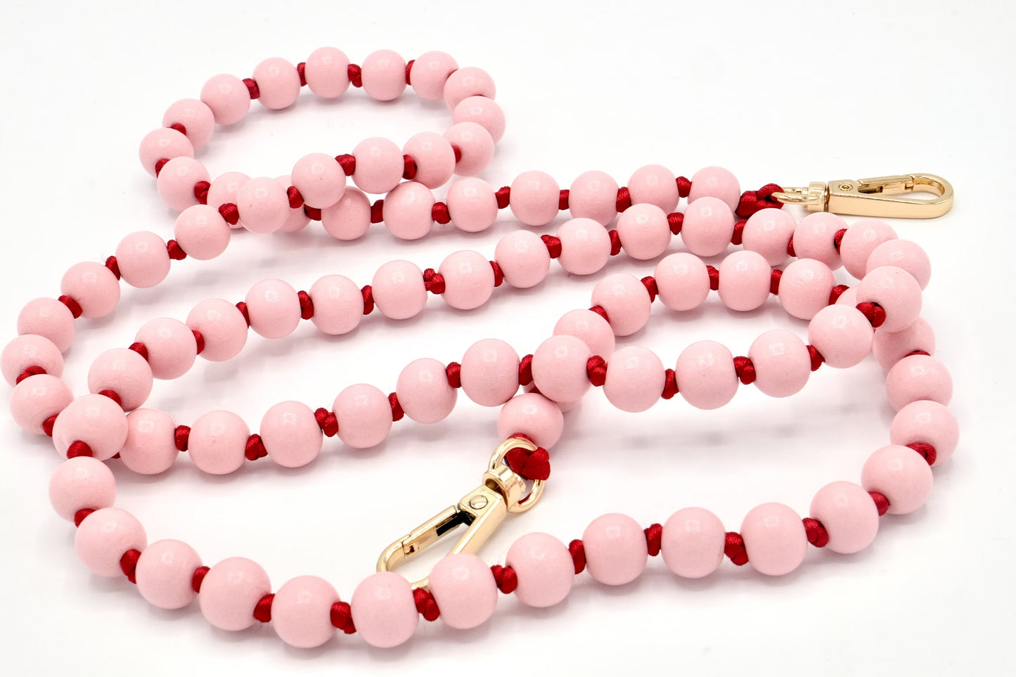 Handykette - Holzperlen mit Karabinern Rosa/Rot