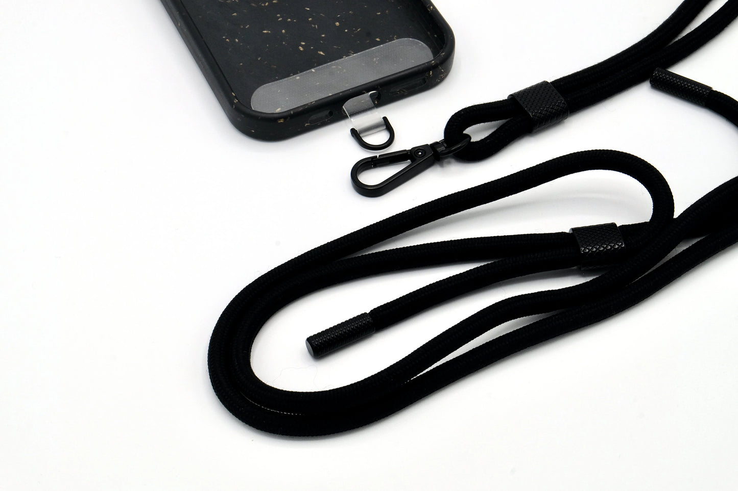 Universal Handykette Kordel mit Karabiner Schwarz