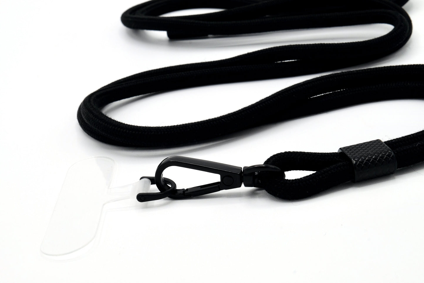 Universal Handykette Kordel mit Karabiner Schwarz