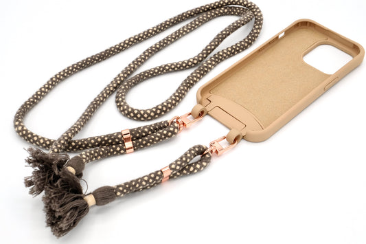 Samsung Macadamia - modulare Handykette mit Baumwollkordel Mocca