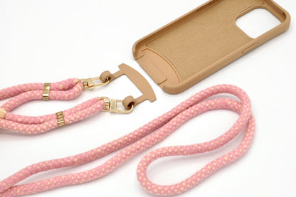 Samsung Macadamia - modulare Handykette mit Baumwollkordel Mocca