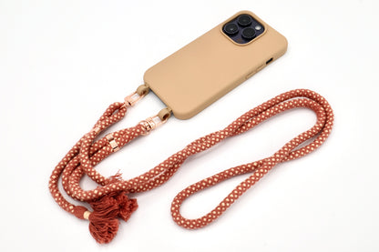 Samsung Macadamia - modulare Handykette mit Baumwollkordel Mocca