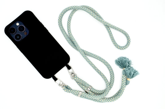 Samsung 2in1 Schwarz - modulare Handykette mit Baumwollkordel Blaugrau