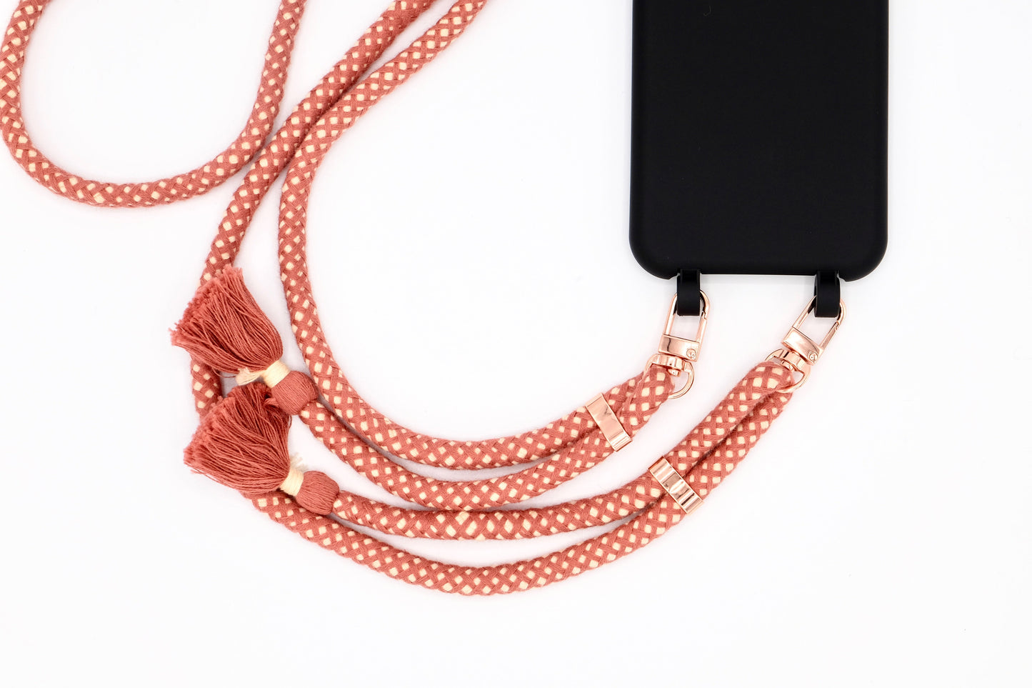 Samsung 2in1 Schwarz - modulare Handykette mit Baumwollkordel Rosa
