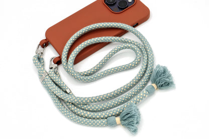 iPhone 2in1 Brick - modulare Handykette mit Baumwollkordel Rostrot