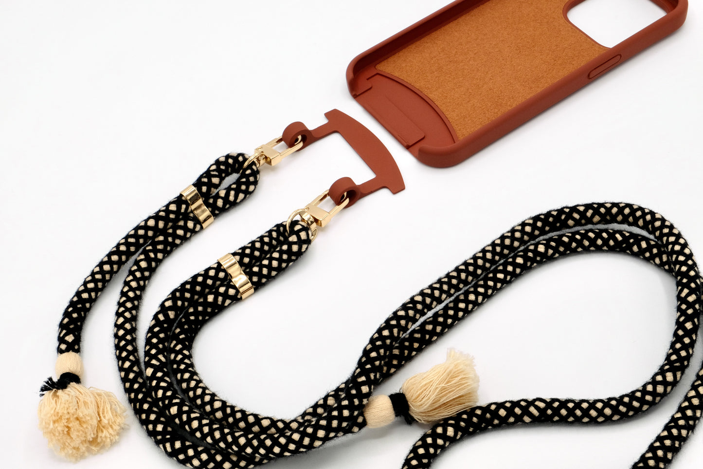 iPhone 2in1 Brick - modulare Handykette mit Baumwollkordel Creme