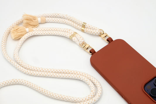 iPhone 2in1 Brick - modulare Handykette mit Baumwollkordel Creme