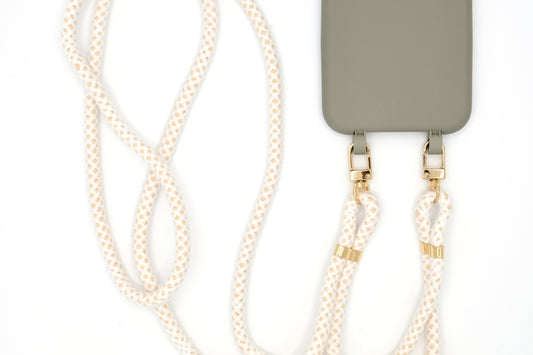 Samsung 2in1 Grau - modulare Handykette mit Baumwollkordel Creme