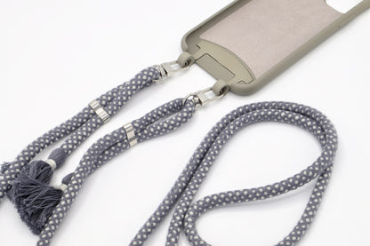 Samsung 2in1 Grau - modulare Handykette mit Baumwollkordel Pastellgrau