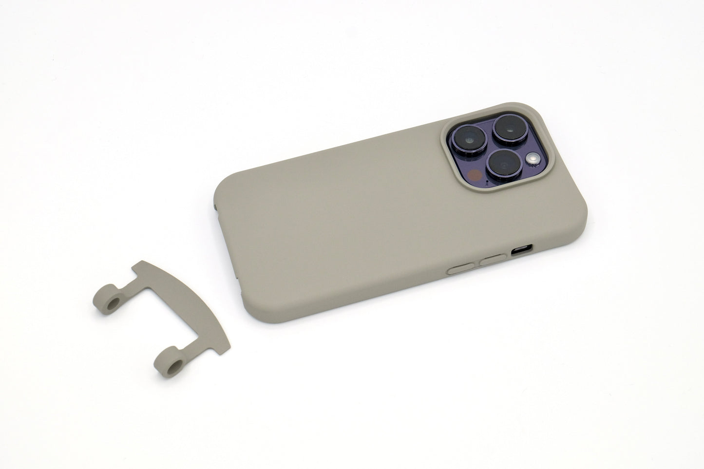 iPhone 2in1 Grau - modulare Handykette mit Baumwollkordel Black Mix