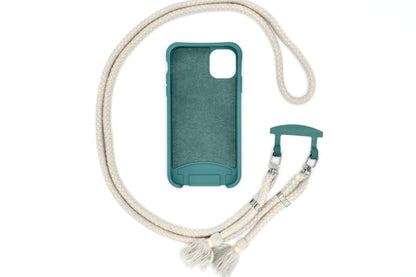 iPhone 2in1 Petrol - modulare Handykette mit Baumwollkordel Rosa