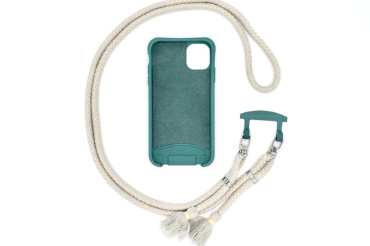 Samsung 2in1 Petrol - modulare Handykette mit Baumwollkordel Pastellgrau