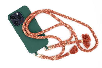 iPhone 2in1 Petrol - modulare Handykette mit Baumwollkordel Rosa