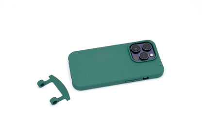 iPhone 2in1 Petrol - modulare Handykette mit Baumwollkordel Creme