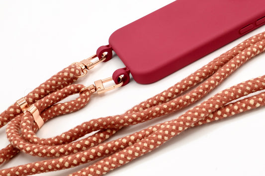 Samsung 2in1 Raspberry - modulare Handykette mit Baumwollkordel Rostrot