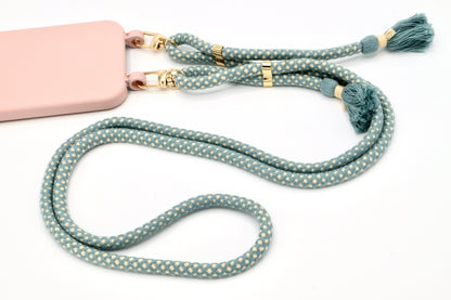 iPhone 2in1 Puderrosa - modulare Handykette mit Baumwollkordel Rosa